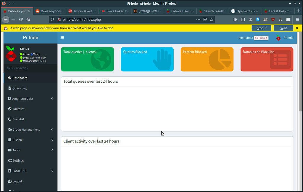 [SOLVED] Web interface frozen - Help - Pi-hole Userspace