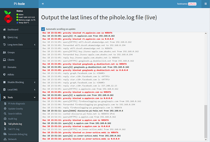 Tail pihole.log