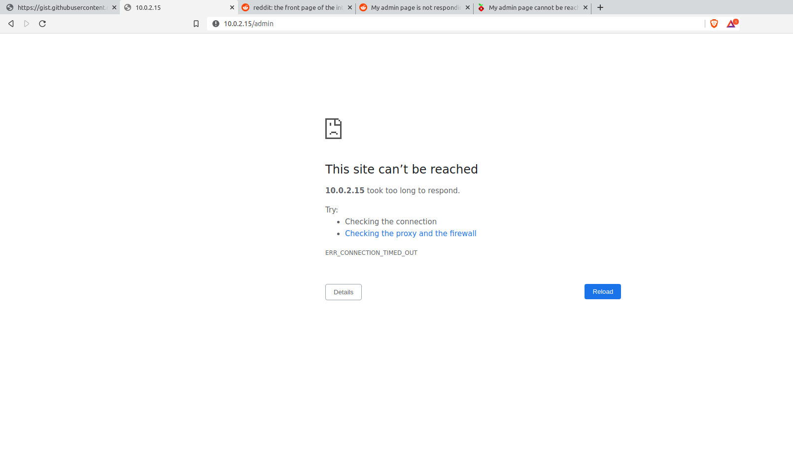 My admin page cannot be reached - Help - Pi-hole Userspace