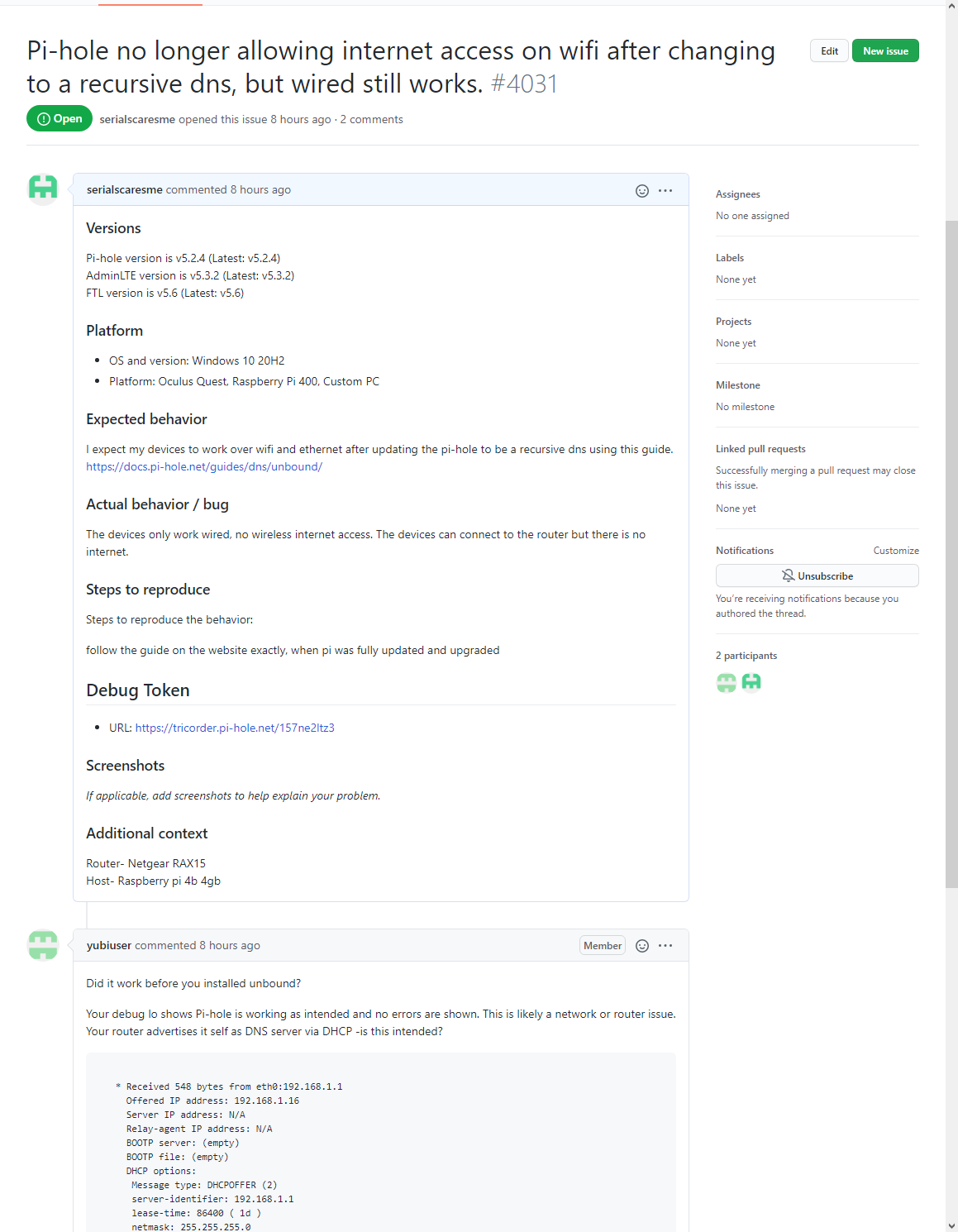 Pi-hole no longer allowing internet access on wifi after changing to a ...