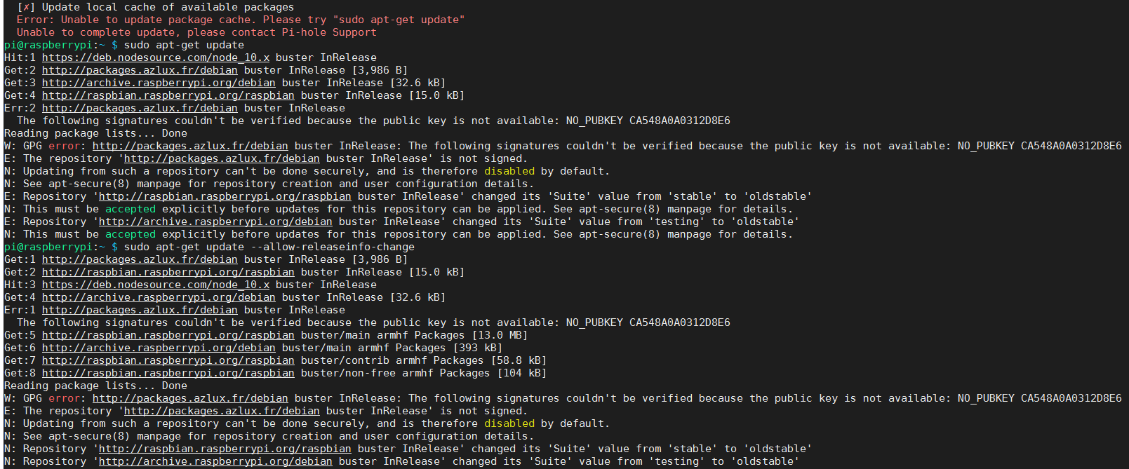 Unable to update Pi-hole - Community Help - Pi-hole Userspace