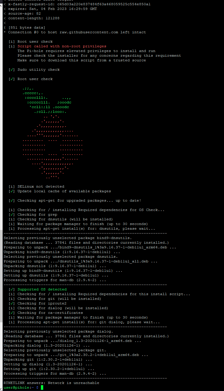 Curl can't connect to server for install (fresh Rasp OS install ...